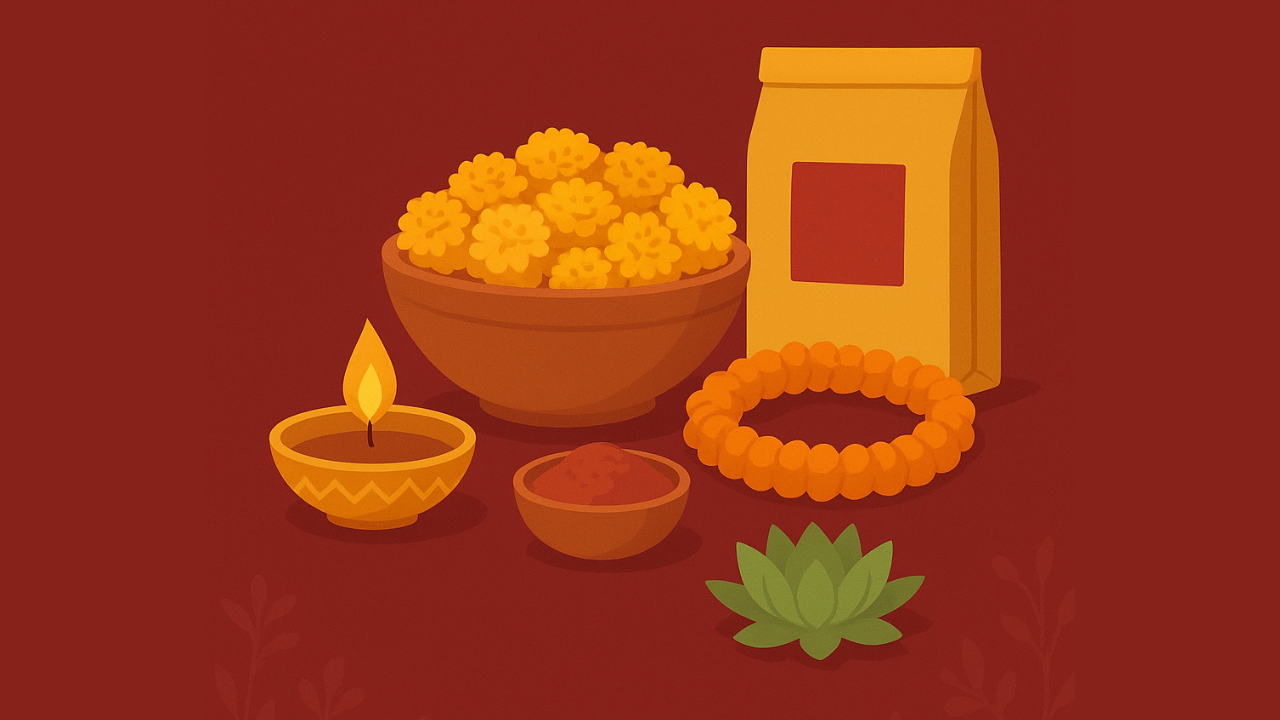 पूजा सामग्री और दीये-फूल का बिज़नेस